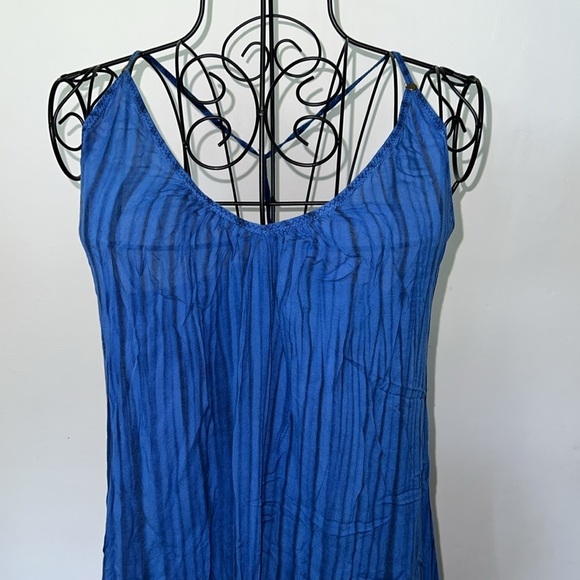 Poupette St Barth Blue Stripe Midi Dress Size S - Picture 2 of 7